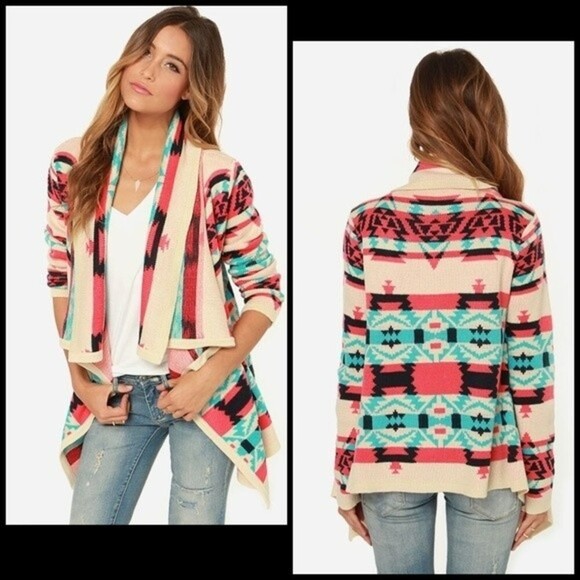 Anthropologie Sweaters - Anthropologie Moon Collection Aztec Drape Cardigan Size Small